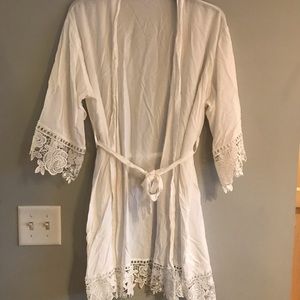 Bridal Robe with Lace Trim